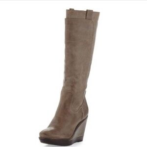 Frye Tall Paige Wedge Boots - Tan